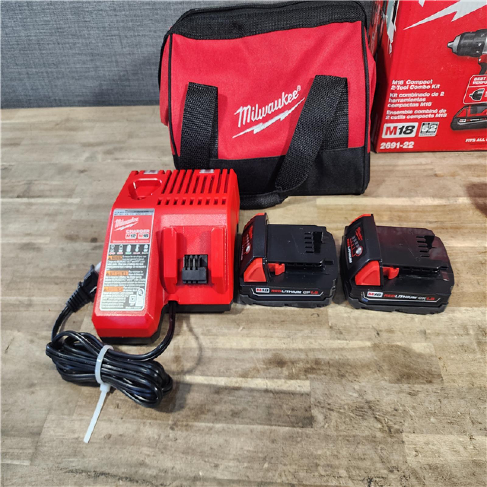 HOUSTON LOCATION - AS-IS Milwaukee 18V Cordless Brushed 2-Tool Drill/Driver and Impact Driver Kit