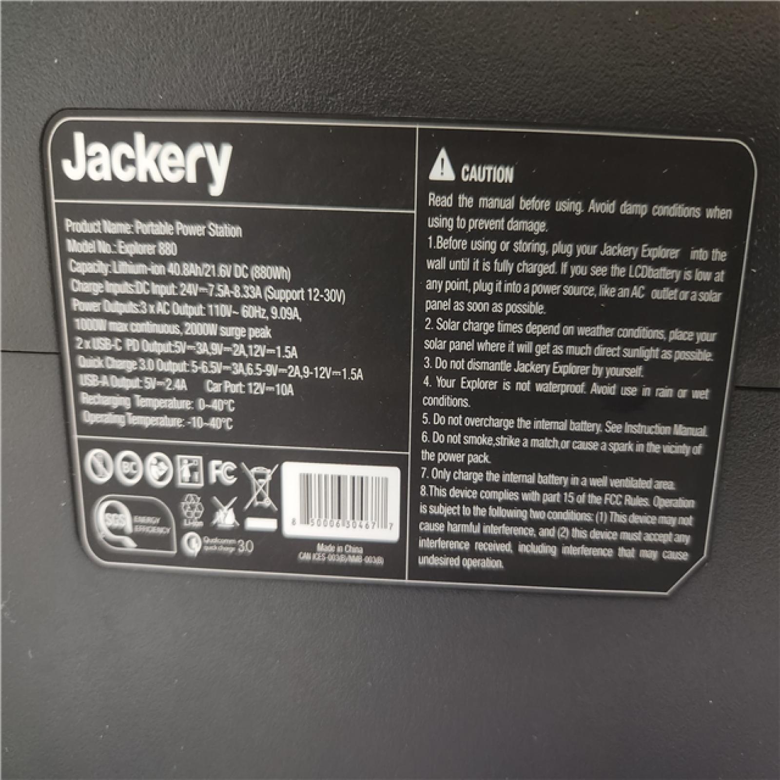 Phoenix Location NEW Jackery Explorer 880, 880Wh/1000W Model No: Explorer 880