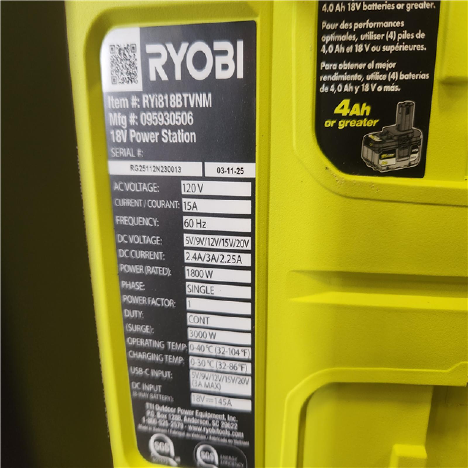 Phoenix NEW RYOBI 18V ONE+ 1800-Watt Portable Battery Inverter Power Station/8-Port Charger (Tool Only)