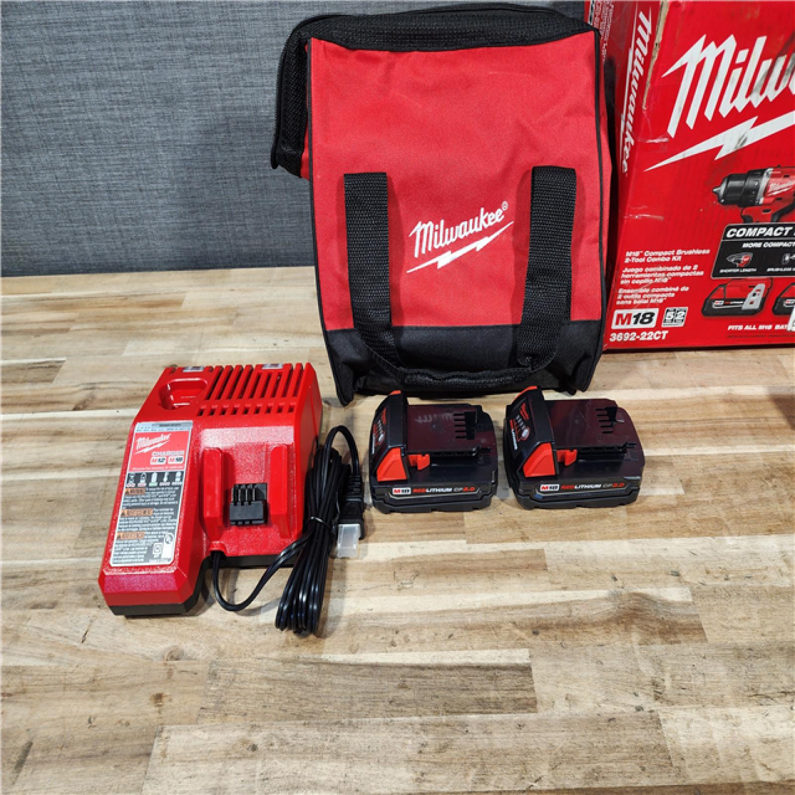 HOUSTON LOCATION - AS-IS Milwaukee M18 18V Lithium-Ion Brushless Cordless Compact Drill/Impact Combo Kit
