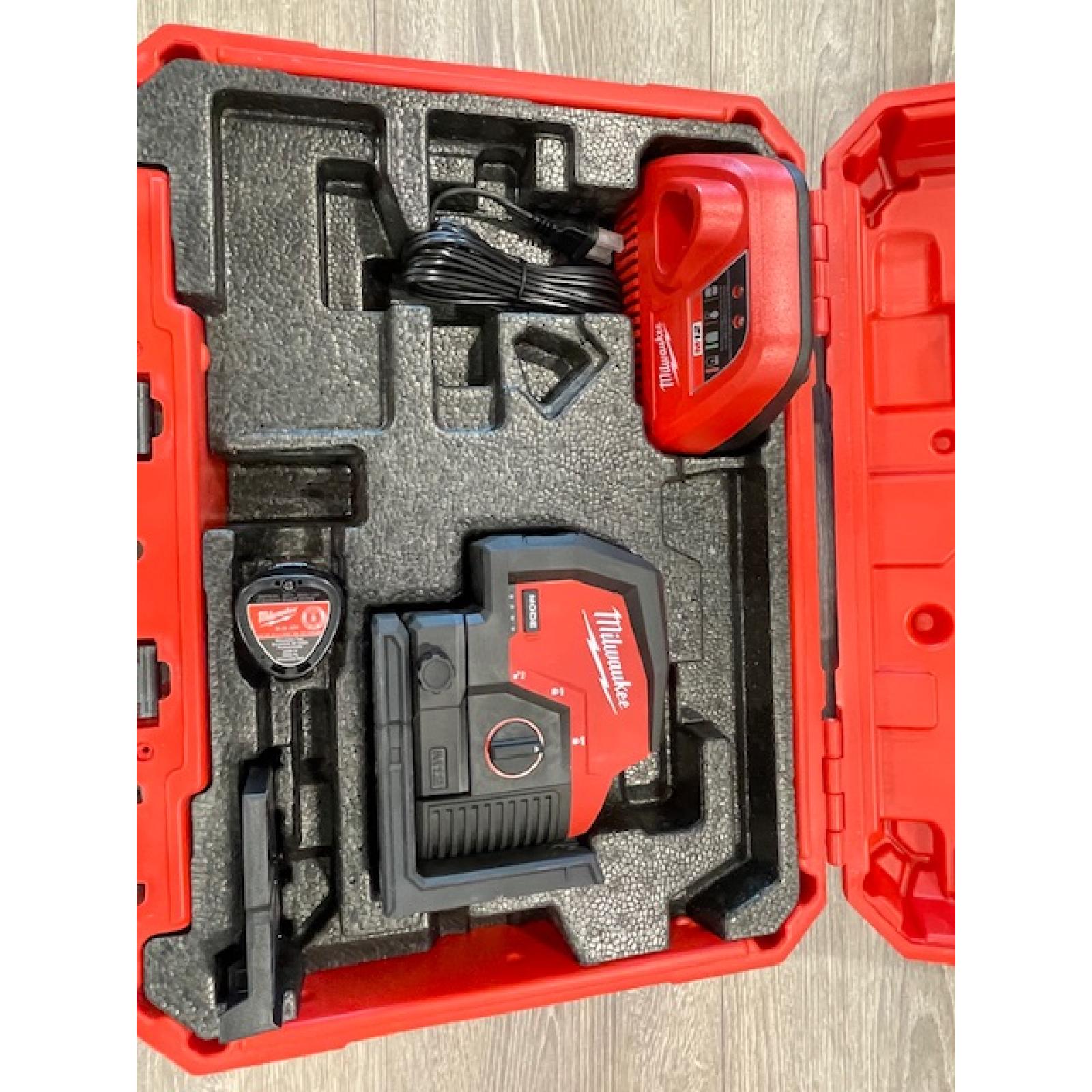 AS-IS Milwaukee Green 125 Ft. Cross Line and Plumb Points Laser Level Kit