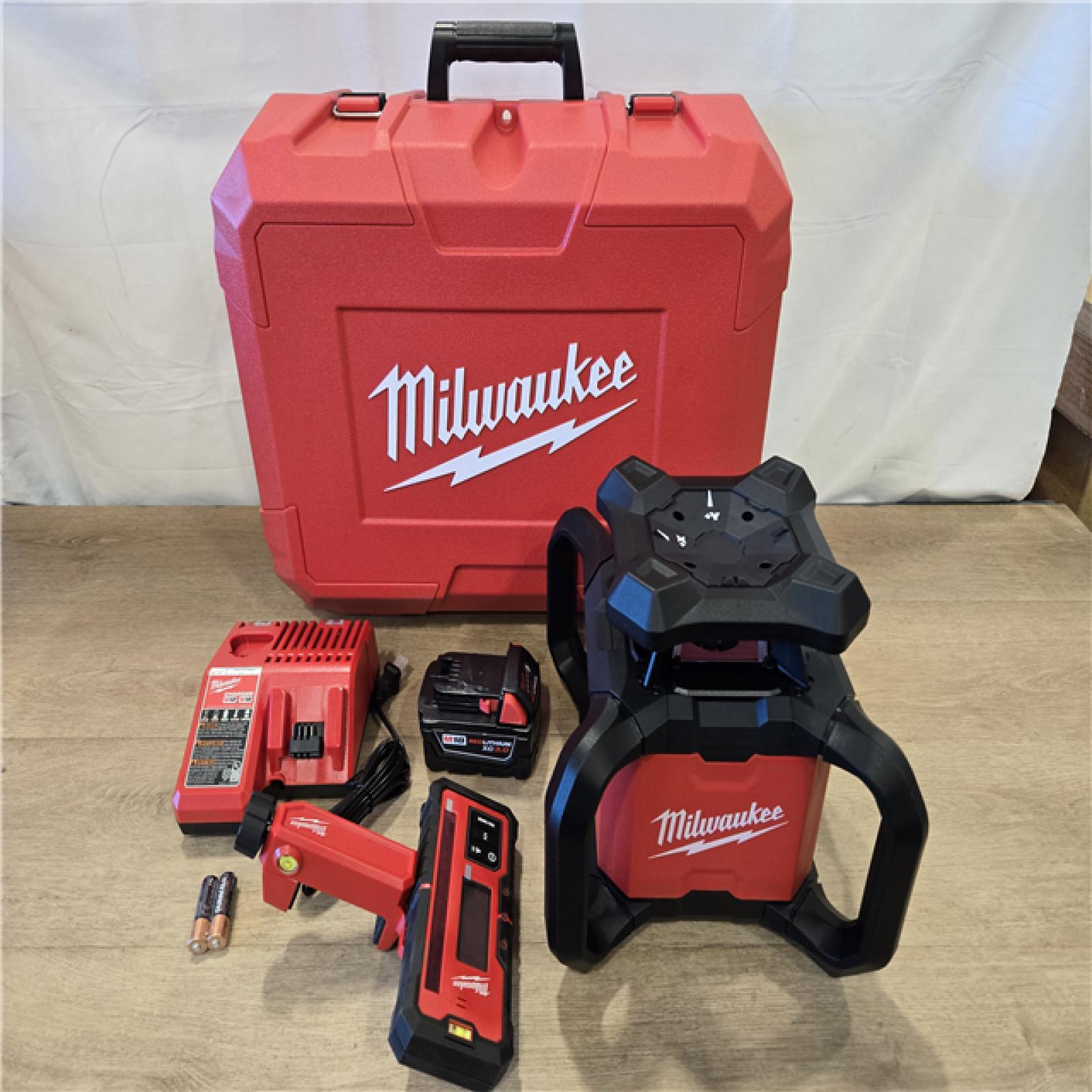 AS-IS Milwaukee M18 2000 Ft. Red Exterior Rotary Laser Level Kit