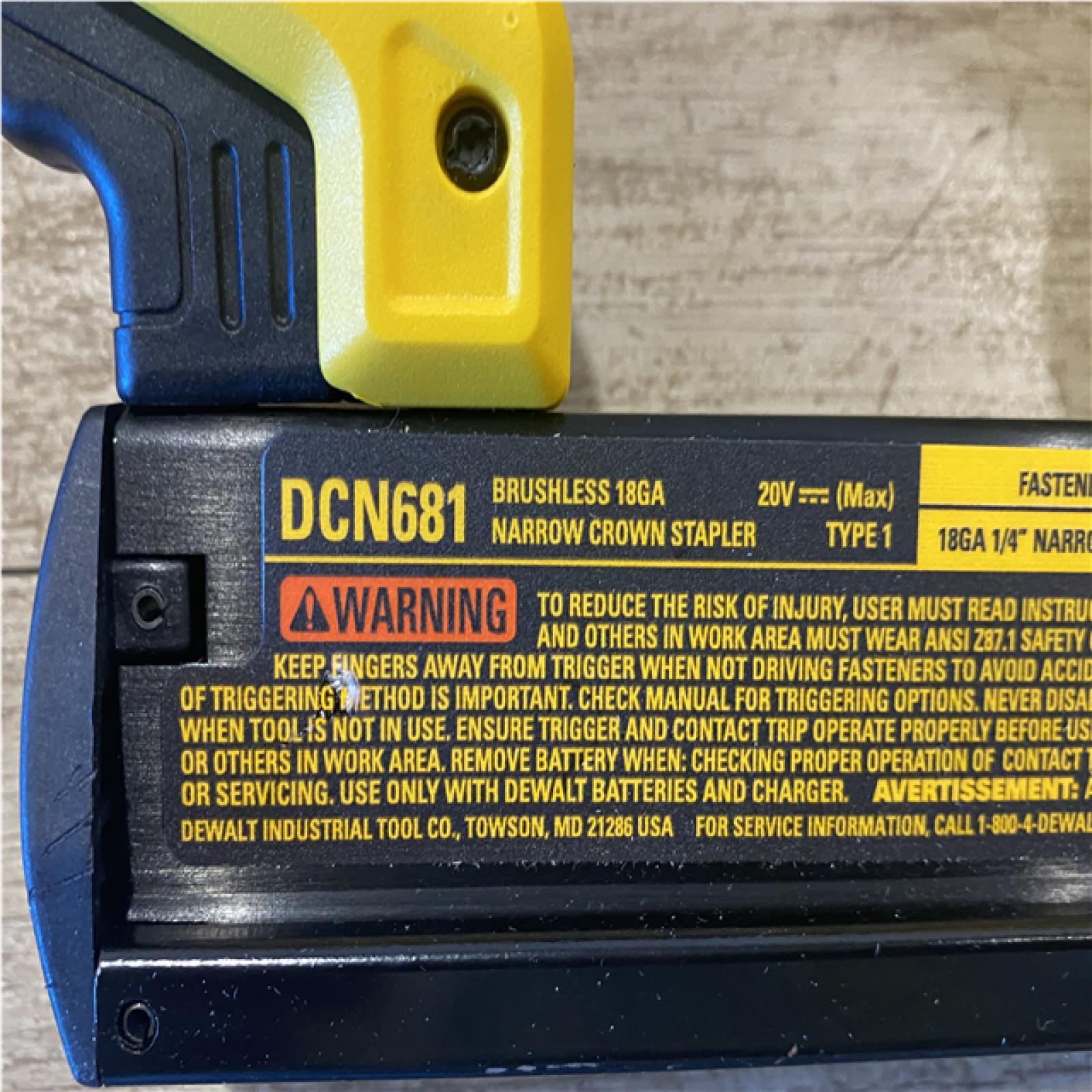 AS-IS DEWALT Cordless 18-Gauge Narrow Crown Stapler (Tool Only)