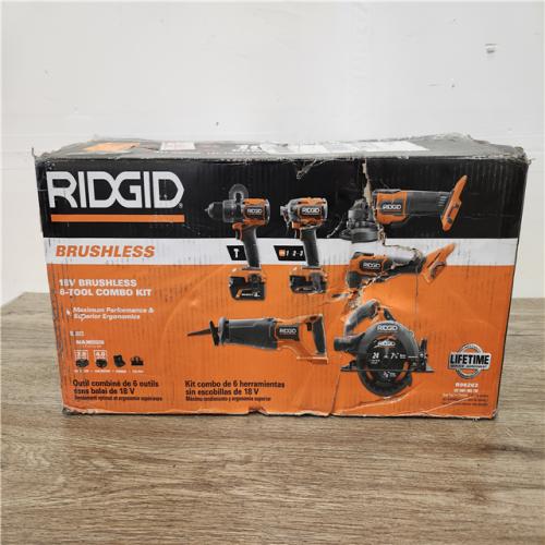 Phoenix Location NEW RIDGID 18V Brushless Cordless 6-Tool Combo Kit with 4.0 Ah and 2.0 Ah MAX Output Batteries and Charger