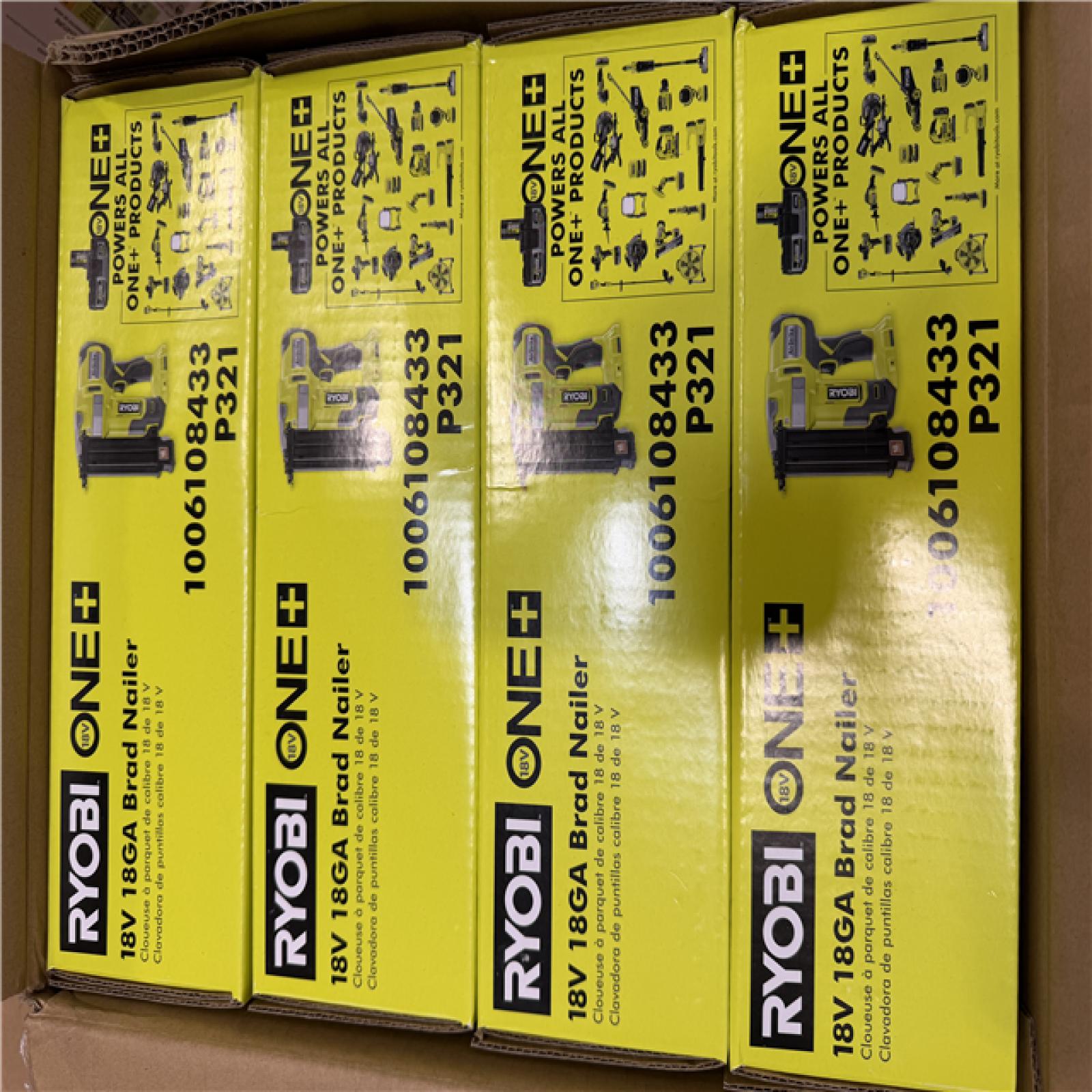 NEW! - RYOBY ONE+ 18V 18-Gauge Cordless AirStrike Brad Nailer (Tool Only) -(4 UNITS)