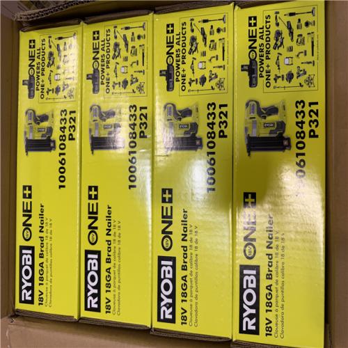 NEW! - RYOBY ONE+ 18V 18-Gauge Cordless AirStrike Brad Nailer (Tool Only) -(4 UNITS)