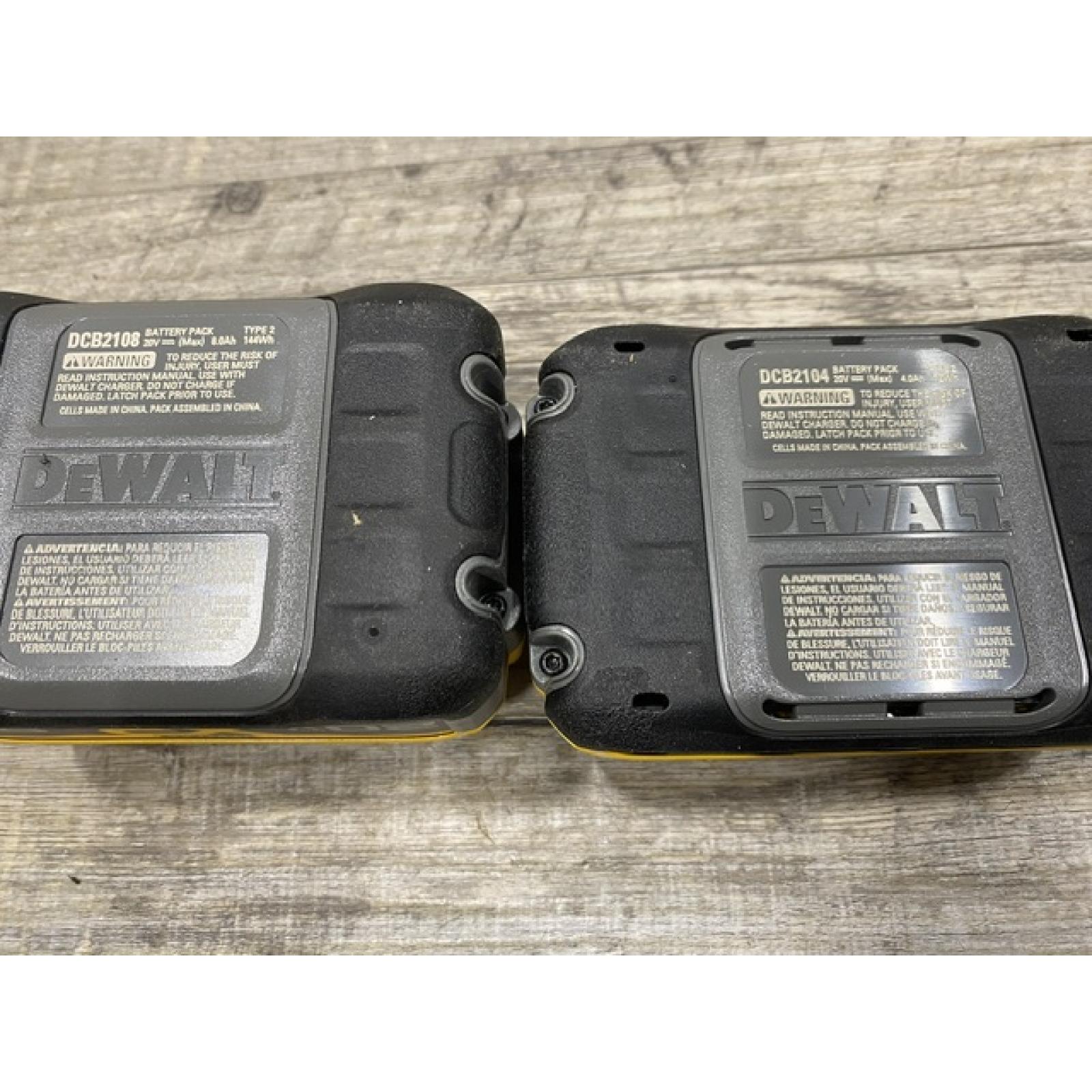 AS-IS DEWALT 20V XR Lithium-Ion Starter Pack with 8.0 Ah and 4.0 Ah Battery Packs and Charger