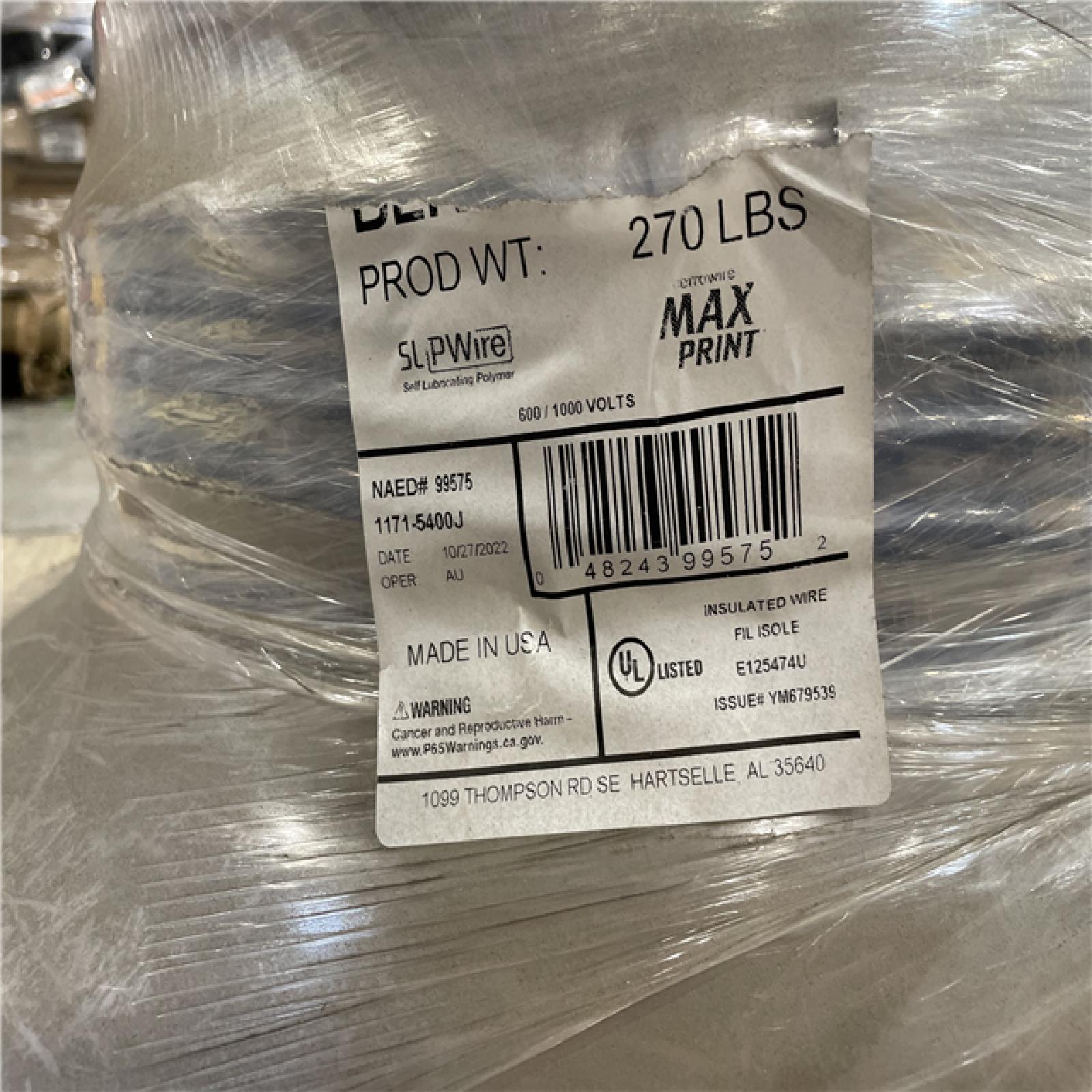 DALLAS LOCATION- AS-IS CERROWIRE 500ft 3 GAUGE BLACK STRANDED THHN COPPER WIRE (2 UNITS)