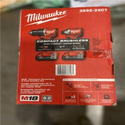 NEW! - Milwaukee M18 18V Lithium-Ion Brushless Cordless Compact Drill/Impact Combo Kit (2-Tool) w/(2) 2.0 Ah Batteries  Charger & Bag
