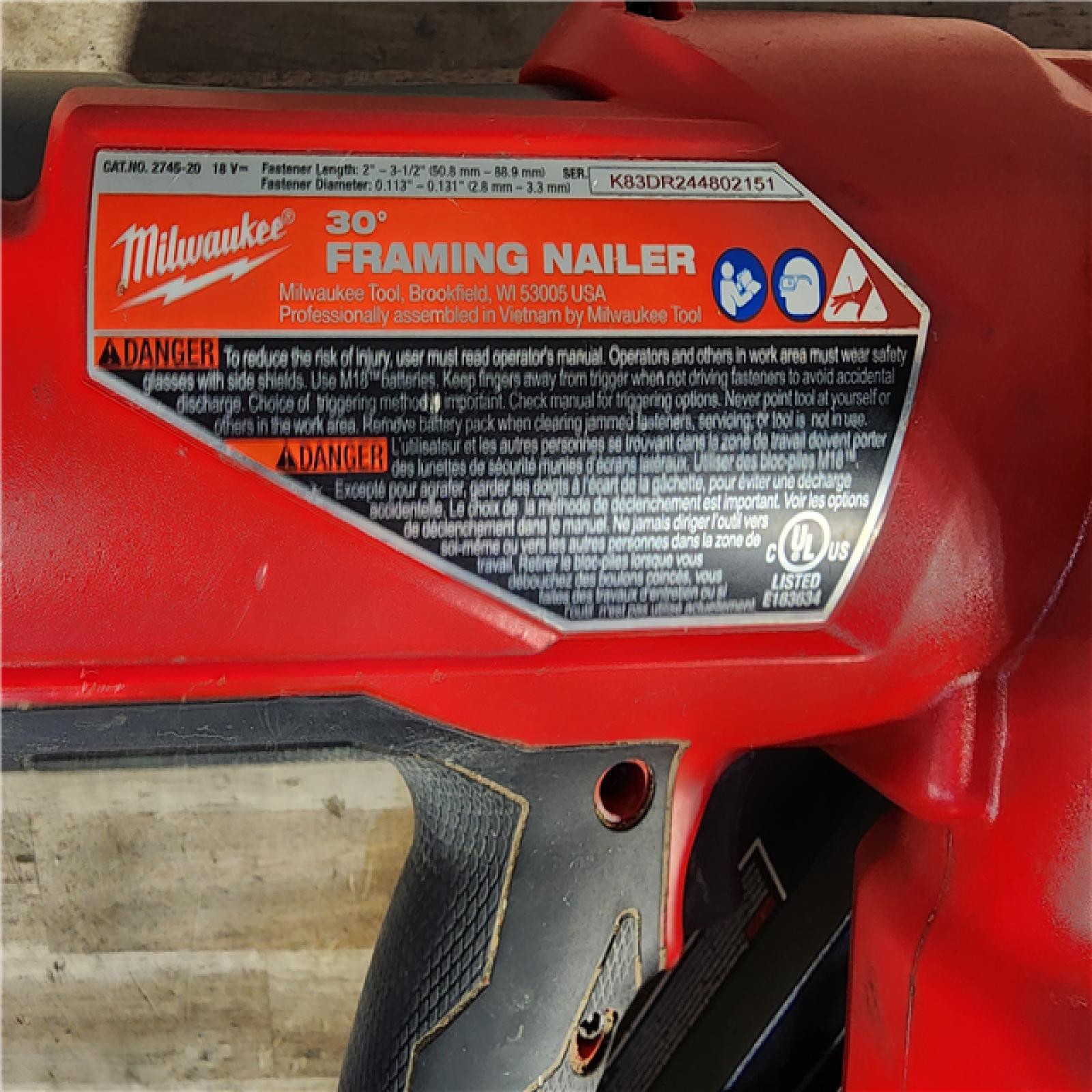 HOUSTON LOCATION - AS-IS M18 FUEL 3-1/2 in. 18-Volt 30-Degree Lithium-Ion Brushless Cordless Framing Nailer (Tool-Only)