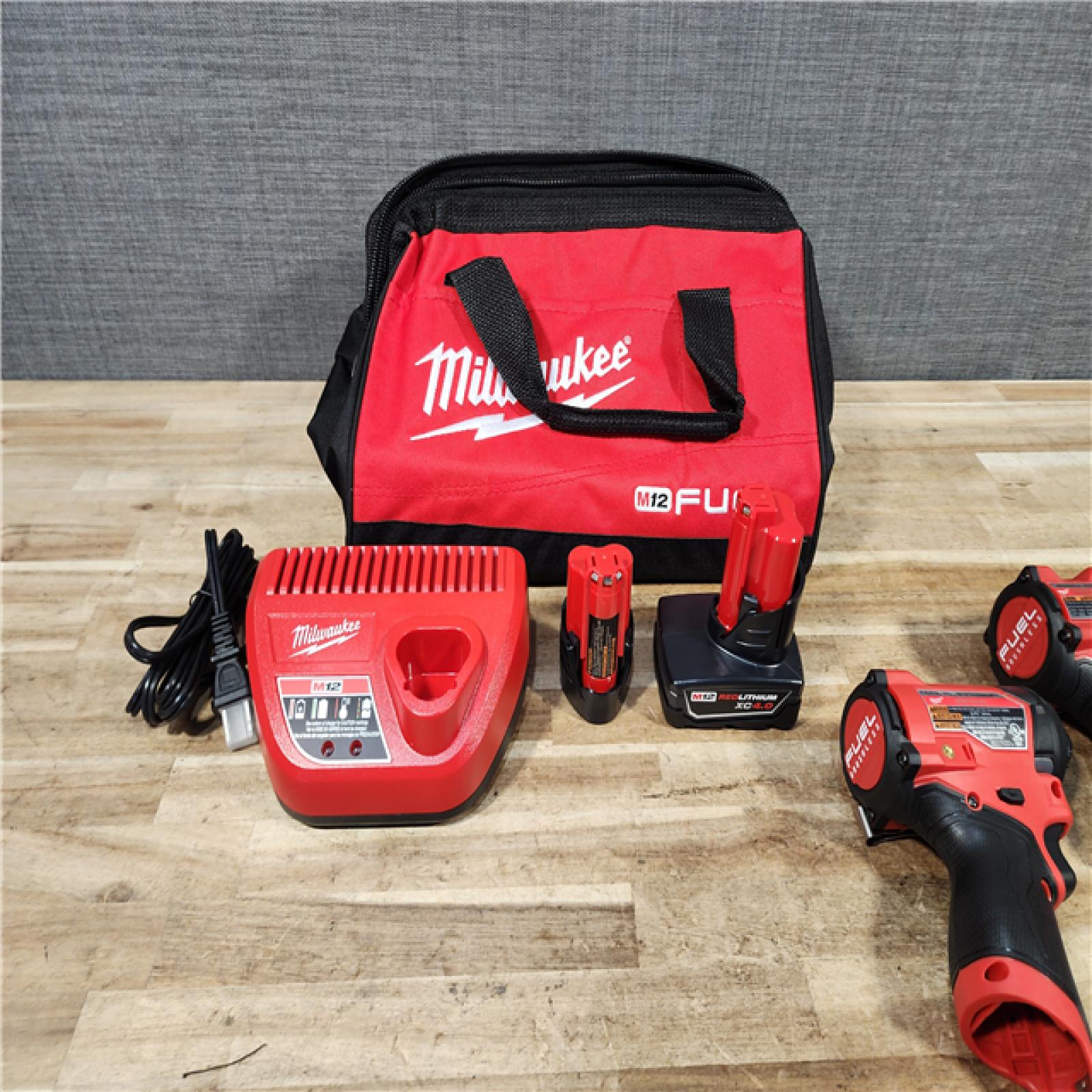 HOUSTON LOCATION - AS - IS Milwaukee FUEL 12-Volt Lithium-Ion Brushless Cordless Hammer Drill and Impact Driver Combo Kit