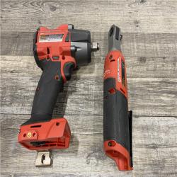 AS-IS Milwaukee FUEL 18V Cordless Mid Torque 1/2 in. Impact Wrench w/ M12 FUEL 3/8 in. Ratchet & Battery/Charger Combo Kit