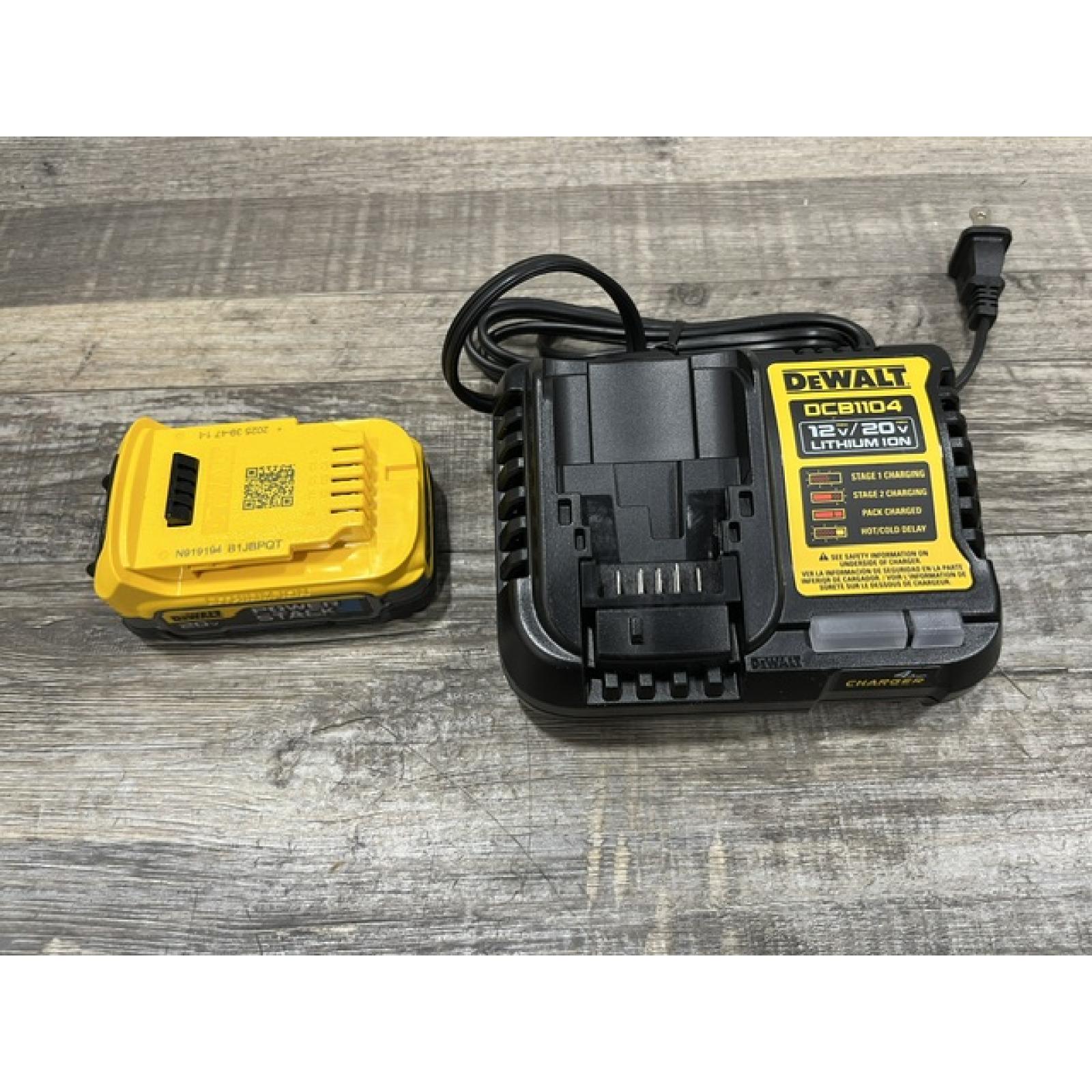 AS-IS DEWALT 20V MAX XR POWERSTACK Lithium-Ion Battery Starter Kit with 1.7Ah Battery and Charger