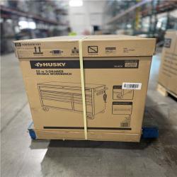 DALLAS LOCATION- Husky 52 in. W x 25 in. D Standard Duty 9-Drawer Mobile Workbench Tool Chest with Solid Wood Top in Gloss Black