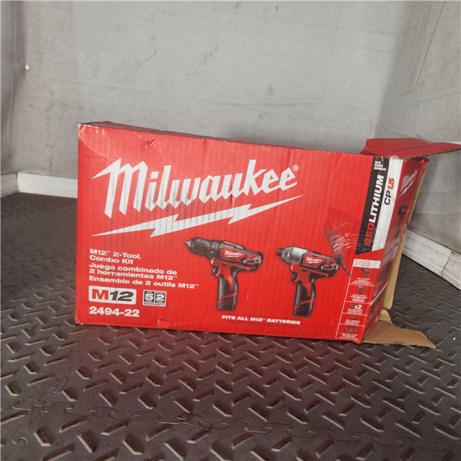 Houston Location AS IS - Milwaukee 2494-22 M12 Cordless 2-Tool Combo Kit - All In New Condition