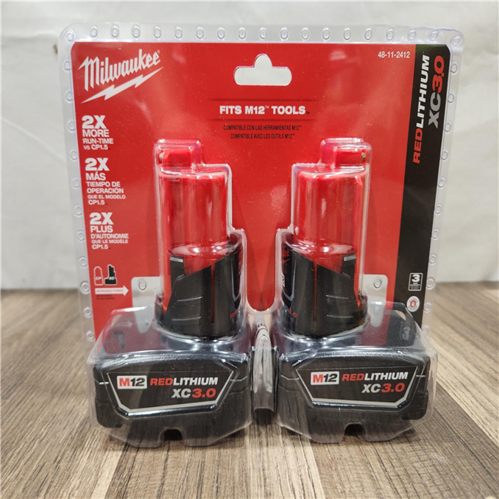 NEW- Milwaukee M12 12-Volt Lithium-Ion XC Extended Capacity 3.0Ah Battery Pack 3.0Ah (2-Pack)