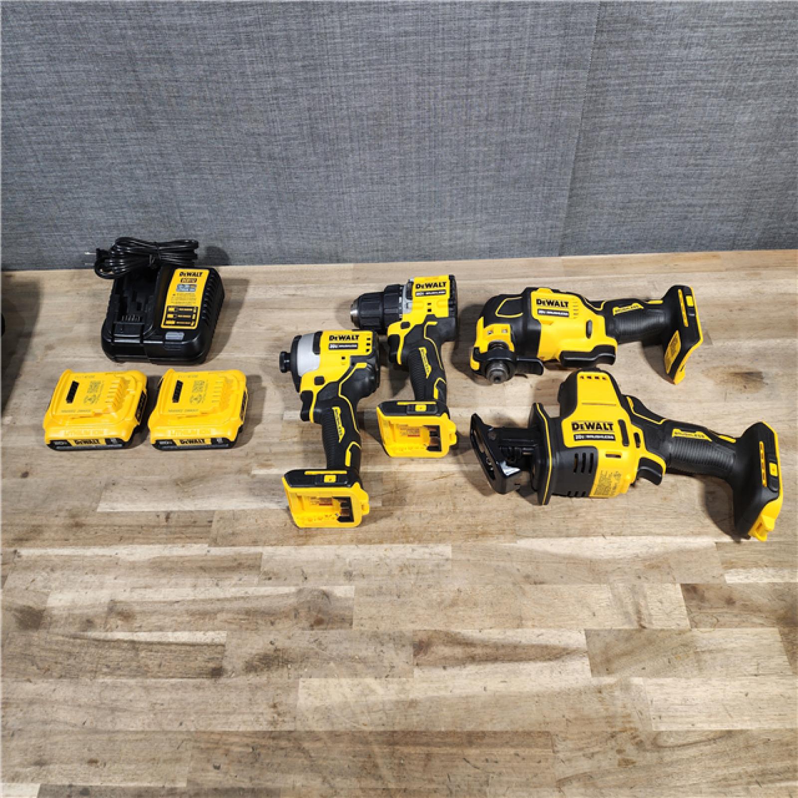 HOUSTON LOCATION - AS-IS (APPEARS LIKE NEW) DeWalt 20V MAX ATOMIC Cordless Brushless 4 Tool Combo Kit