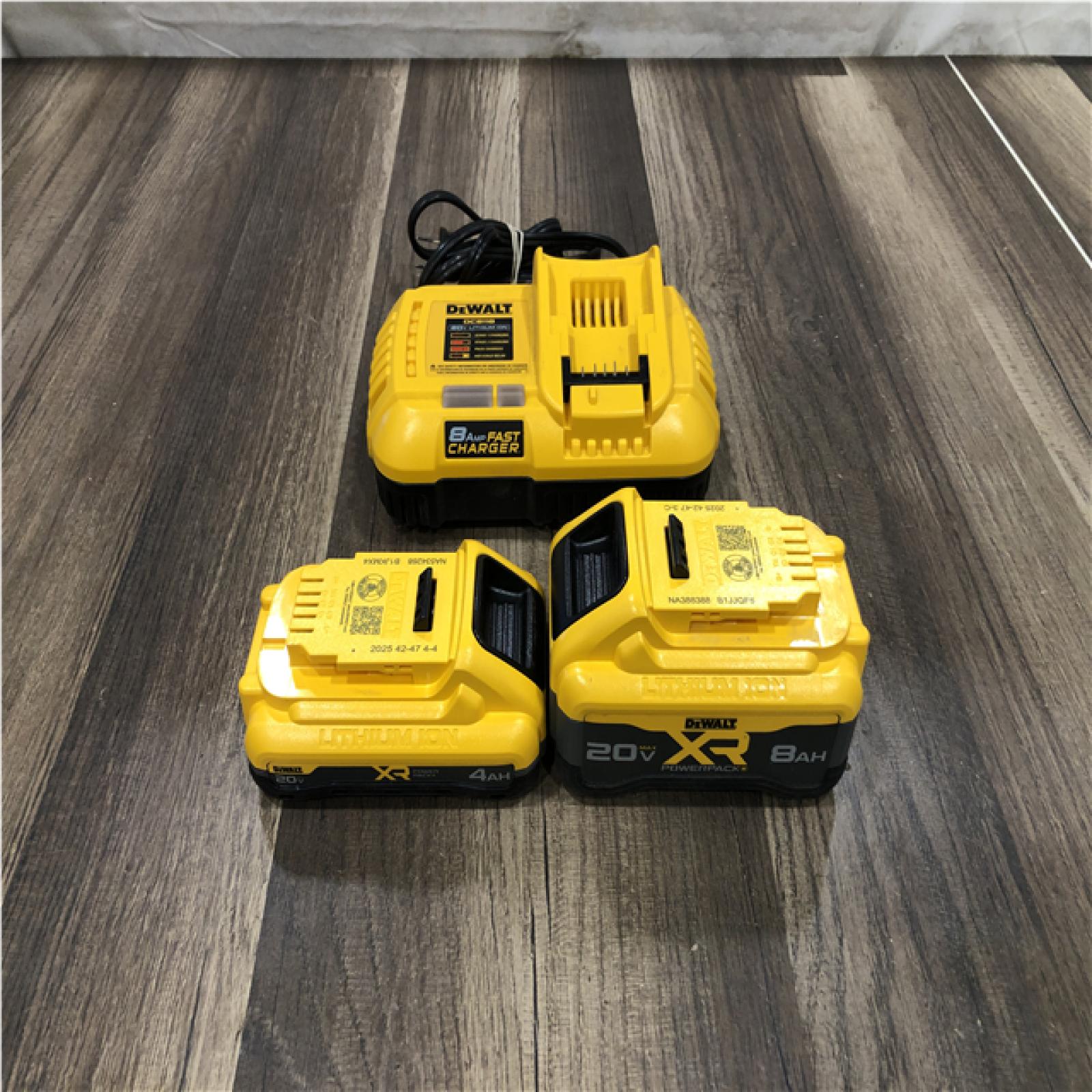 AS-IS DEWALT 20V XR Lithium-Ion Starter Pack with 8.0 Ah and 4.0 Ah Battery Packs and Charger