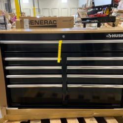 DALLAS LOCATION - Husky Tool Storage 46 in. W x 18 in. D 9-Drawer Mobile Workbench Cabinet in Gloss Black