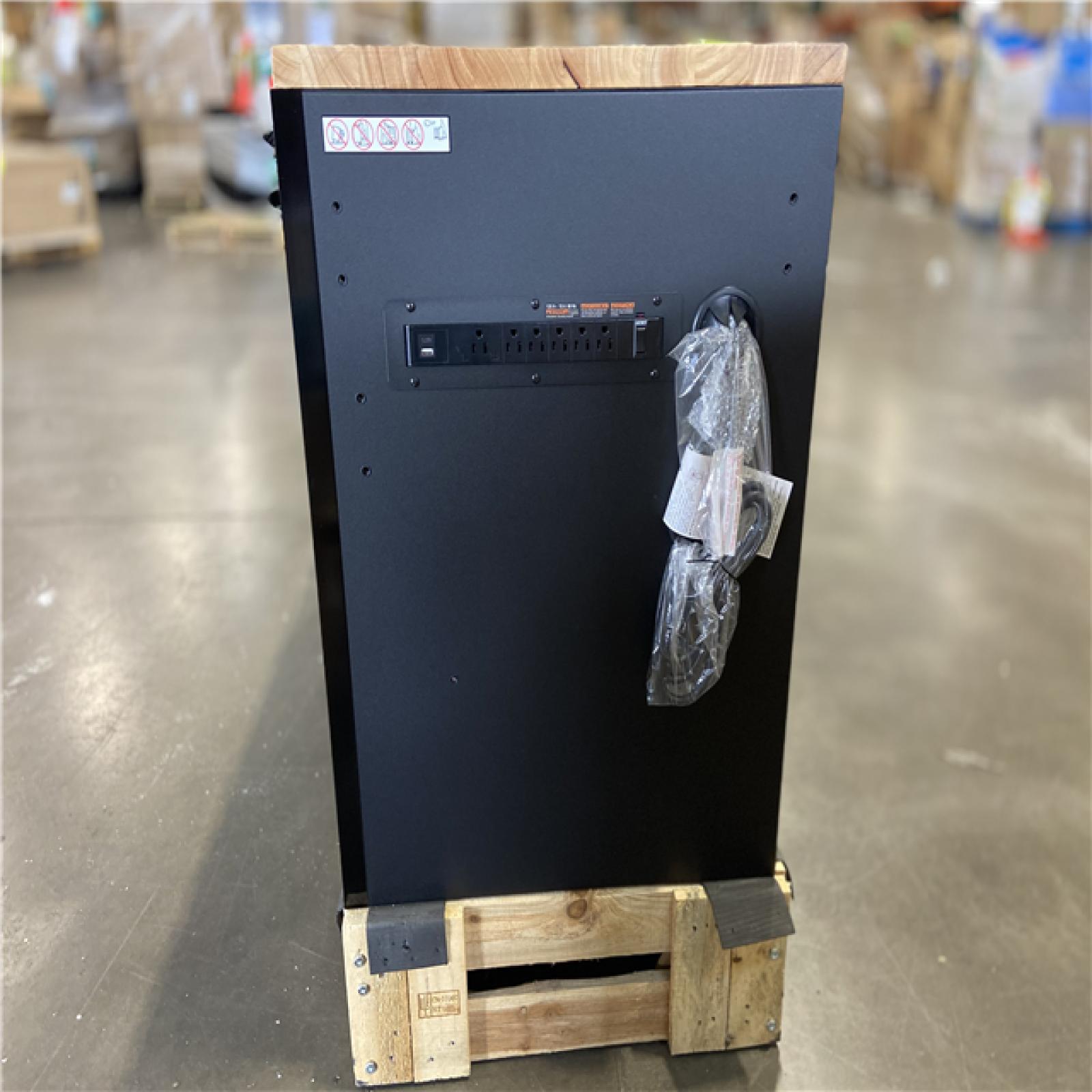 DALLAS LOCATION -Husky 61 in. W x 23 in. D Heavy Duty 15-Drawer Mobile Workbench Tool Chest with Solid Wood Top in Matte Black