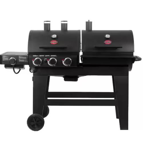 DALLAS LOCATION- NEW!- Char-Griller Double Play 1 260 sq.  in. 3-Burner Gas and Charcoal Grill in Black