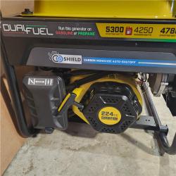Houston location- AS-IS Champion Power Equipment 5300/4250-Watt Recoil Start Gasoline and Propane Dual Fuel Powered Portable Generator with CO Shield