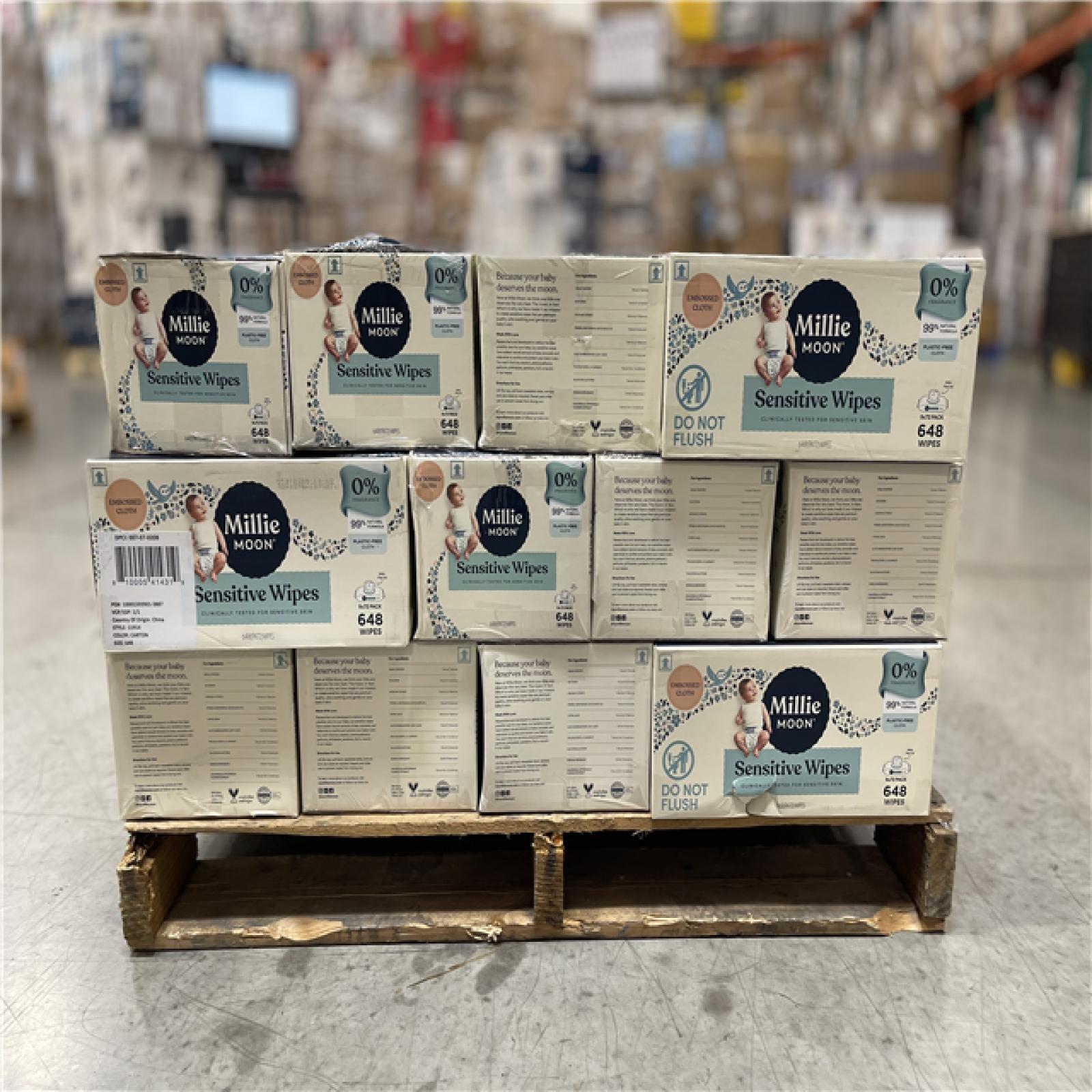 DALLAS LOCATION- Millie Moon Sensitive Wipes - 648ct PALLET-(42 CASES)
