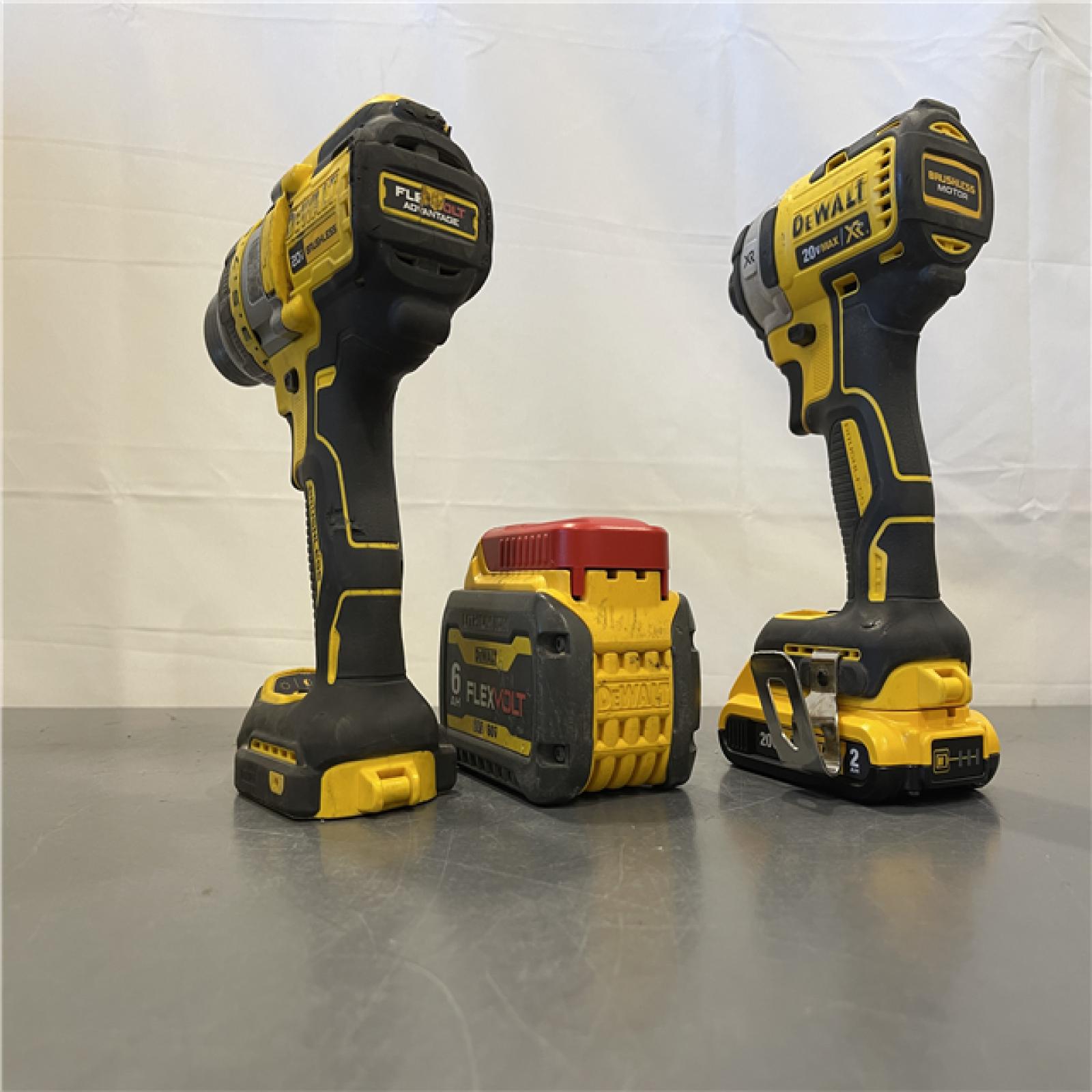 AS-IS - DEWALT 20V MAX Cordless Brushless Hammer Drill/Driver 2 Tool Combo Kit with FLEXVOLT ADVANTAGE
