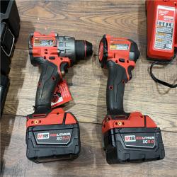 AS-IS Milwaukee M18 FUEL 18V Lithium-Ion Brushless Cordless Hammer Drill and Impact Driver Combo Kit (2-Tool) with 2 Batteries