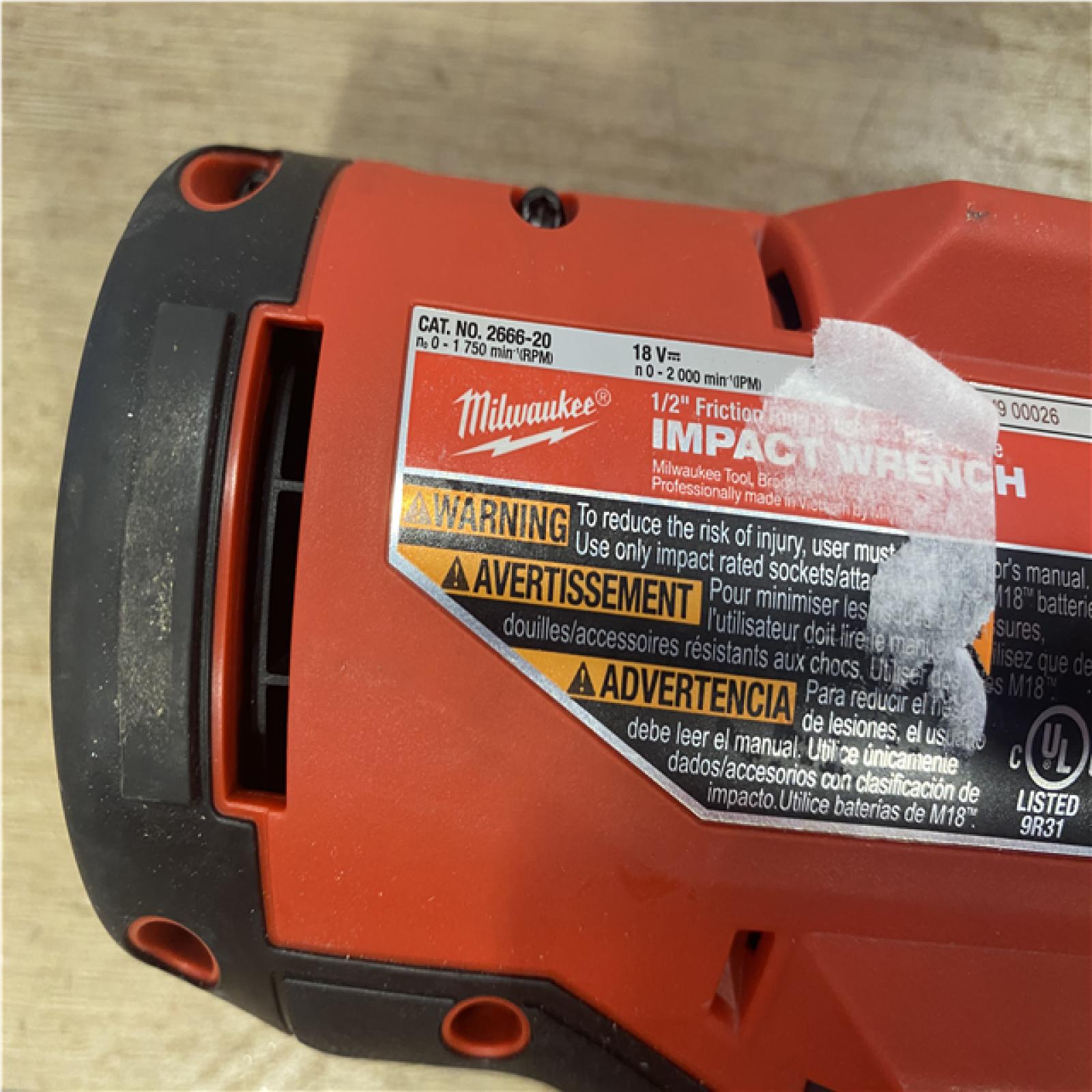 AS-IS Milwaukee 18-Volt Lithium-Ion Brushless 1/2 in. High Torque Impact Wrench with Friction Ring (Tool-Only)
