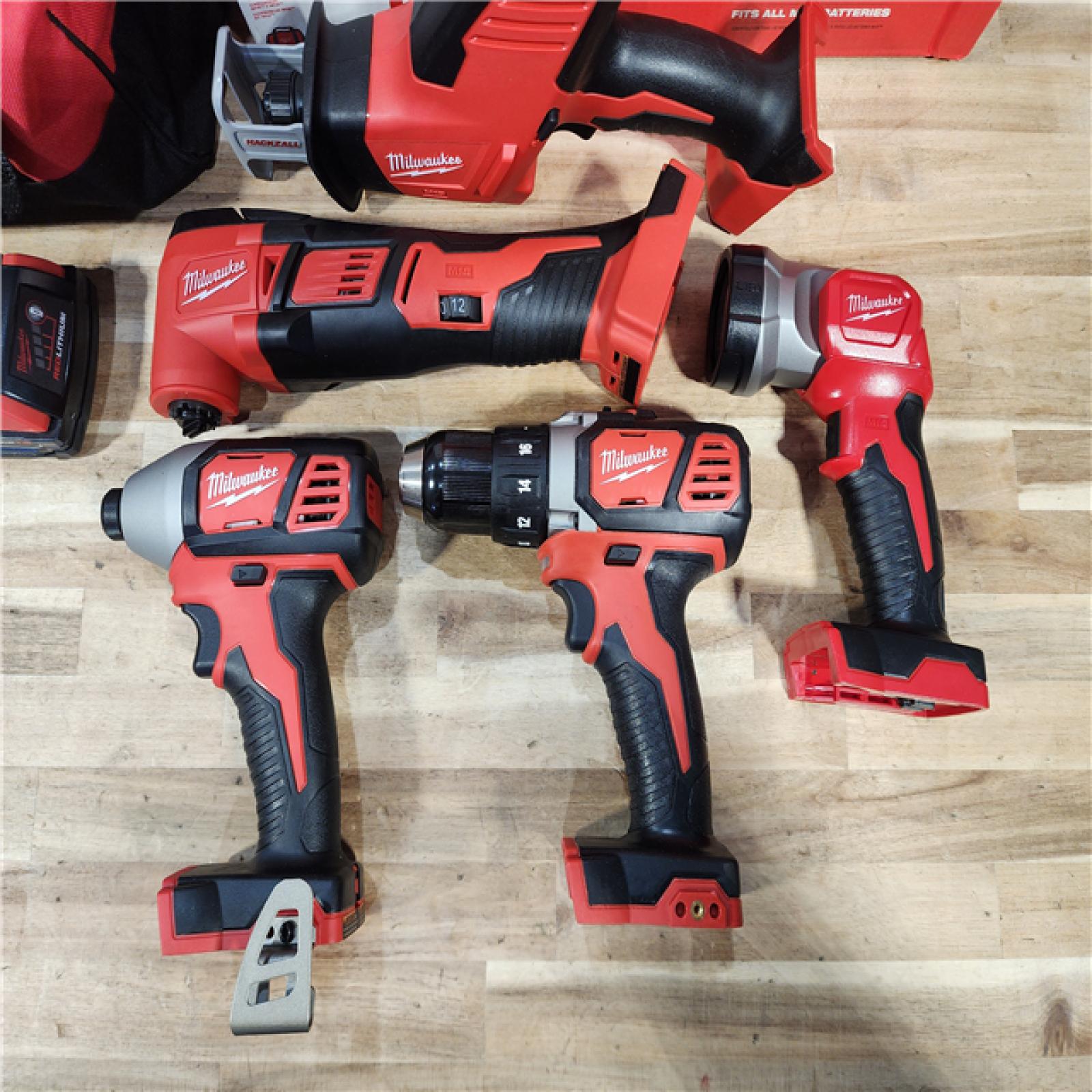 HOUSTON LOCATION - AS-IS M18 18V Lithium-Ion Cordless Combo Kit (5-Tool) with (2) Batteries  Charger and Tool Bag