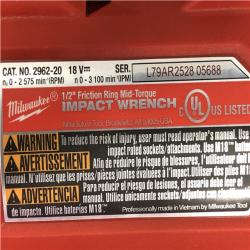 AS-IS Milwaukee FUEL 18V Cordless Mid Torque 1/2 in. Impact Wrench w/ 12 FUEL 3/8 in. Ratchet Combo Kit