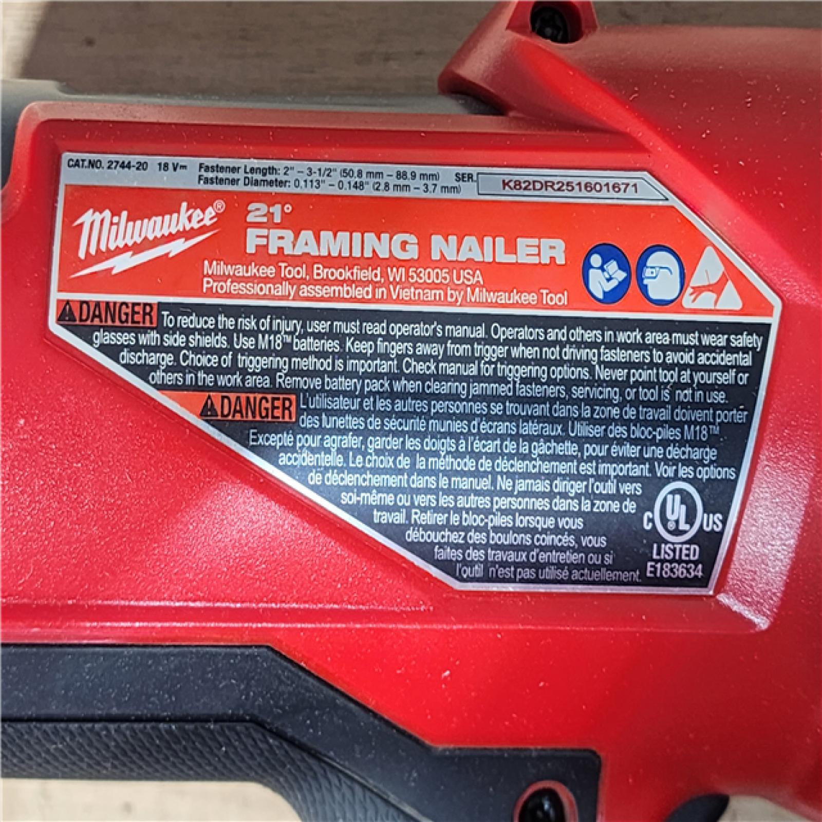 HOUSTON LOCATION - AS-IS Milwaukee FUEL 3-1/2 in. 18-Volt 21-Degree Lithium-Ion Brushless Cordless Framing Nailer (Tool-Only)