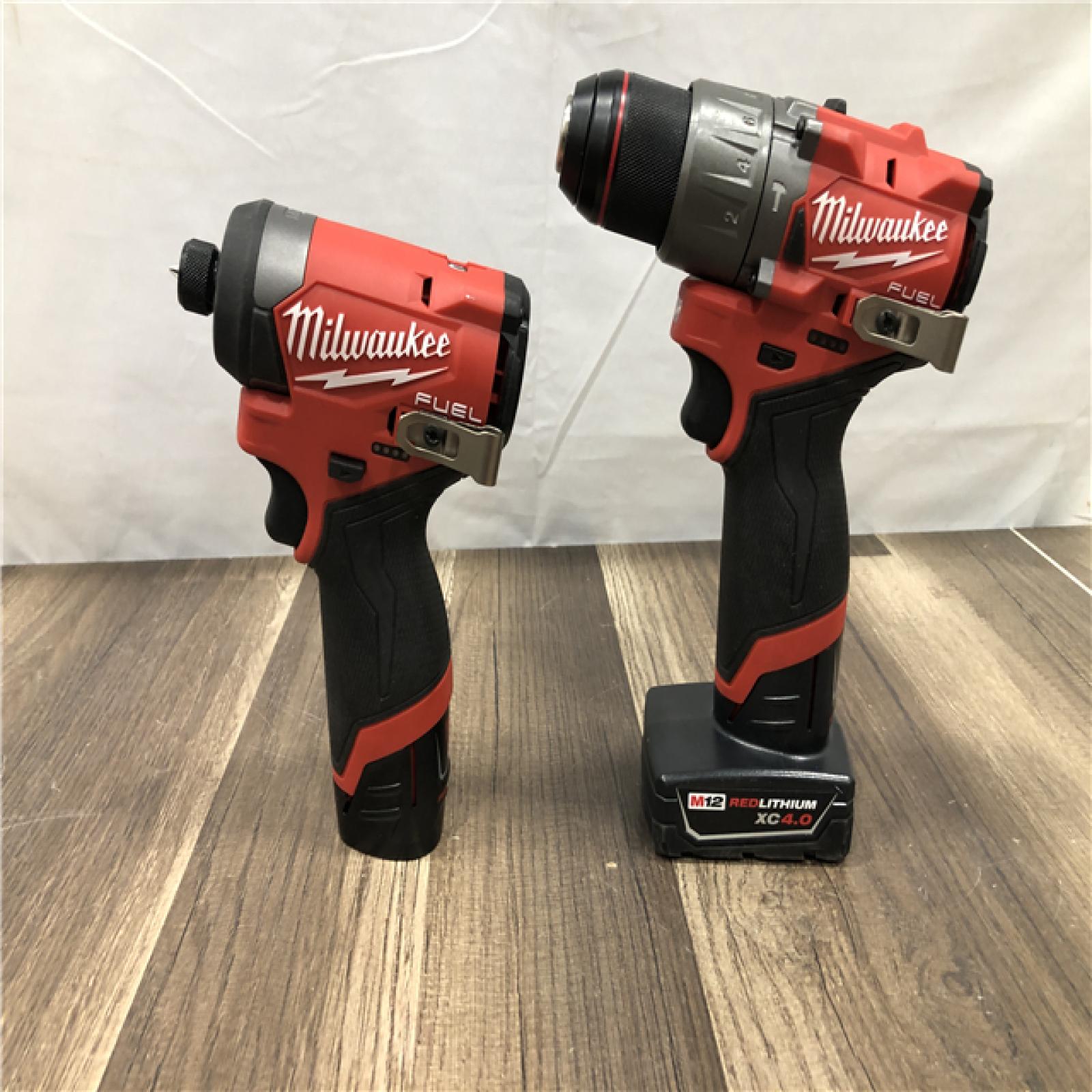 AS-IS Milwaukee FUEL 12-Volt Lithium-Ion Brushless Cordless Hammer Drill and Impact Driver Combo Kit