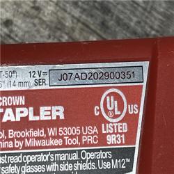 AS-IS Milwaukee 12-Volt Lithium-Ion Cordless 3/8 in. Crown Stapler (Tool-Only)