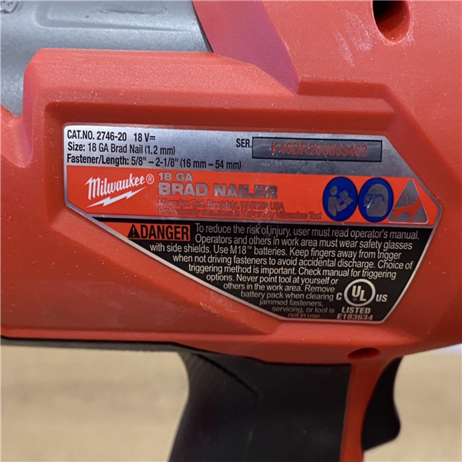 AS-IS Milwaukee FUEL 18-Volt Lithium-Ion Brushless Cordless Gen II 18-Gauge Brad Nailer (Tool-Only)