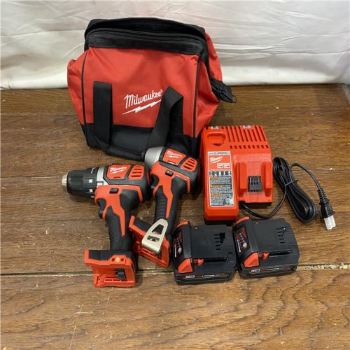 AS-IS Milwaukee M18 18V Cordless Brushed 2 Tool Drill/Driver and Impact Driver Kit
