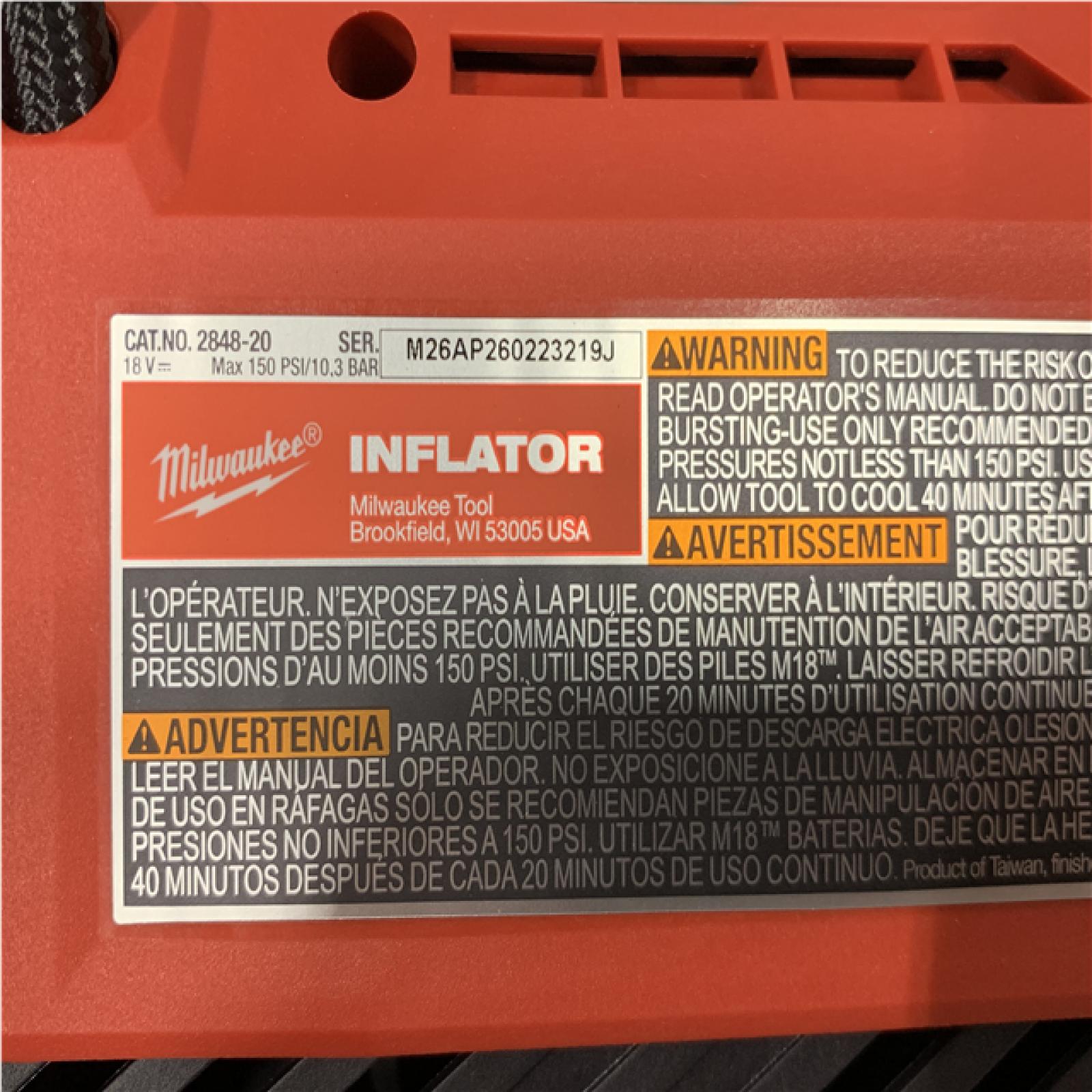 AS-IS Milwaukee 18-Volt Lithium-Ion Cordless Electric Portable Inflator (Tool-Only)