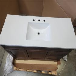 Phoenix NEW Home Decorators Collection Sedgewood 48.5 in. W x 18.75 in. D x 34.375 in. H Single Sink Bath Vanity in Dark Cognac with Arctic Solid Surface Top