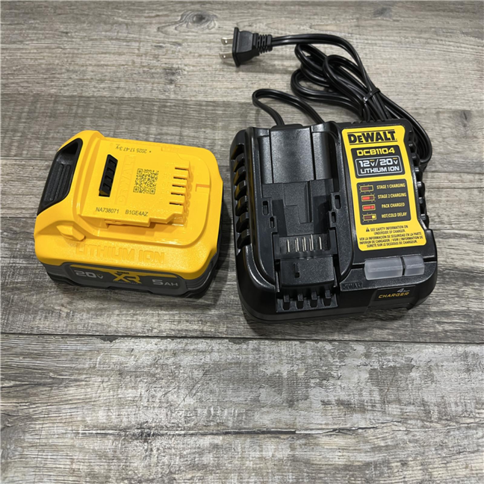 AS-IS DEWALT 20V MAX XR POWERSTACK Lithium-Ion Battery Starter Kit with 5.0Ah Battery and Charger