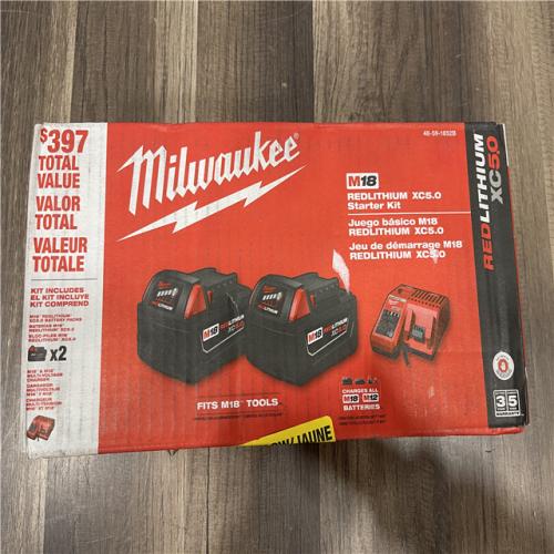 NEW! Milwaukee 18-Volt Lithium-Ion XC Starter Kit with Two 5.0Ah Batteries and Charger