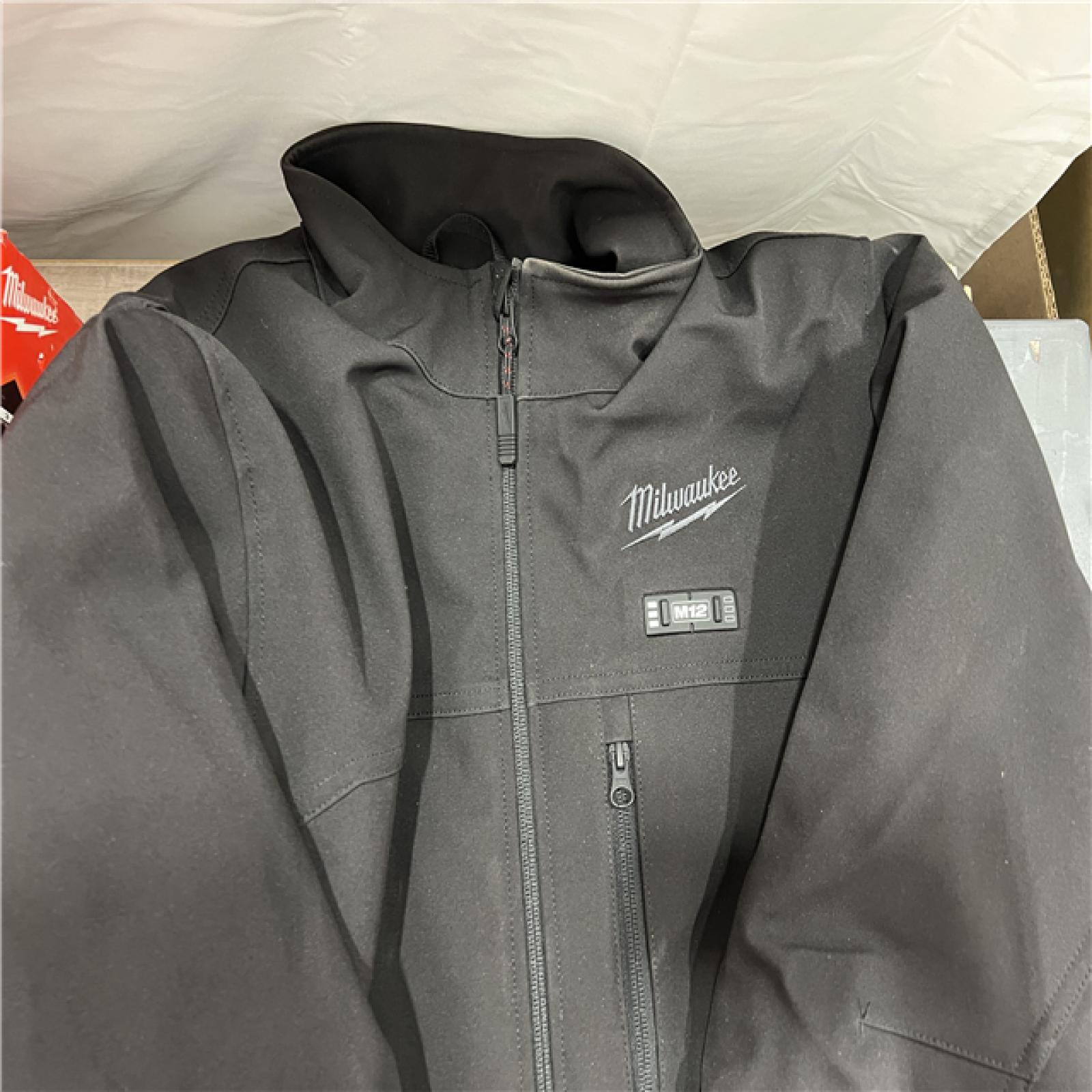 AS-IS Men's Large M12 12-Volt Lithium-Ion Cordless Tough Shell Black Heated Jacket with (1) 3.0 Ah Battery and Charger