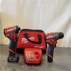 AS-IS- Milwaukee M12 FUEL Cordless 2-Tool Combo Kit: 1/2Hammer Drill  1/4Hex Impact Driver
