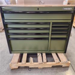 Phoenix Husky Standard-Duty 52 in. W 10-Drawer Matte Army Green Mobile Workbench Cabinet with Solid Wood Top