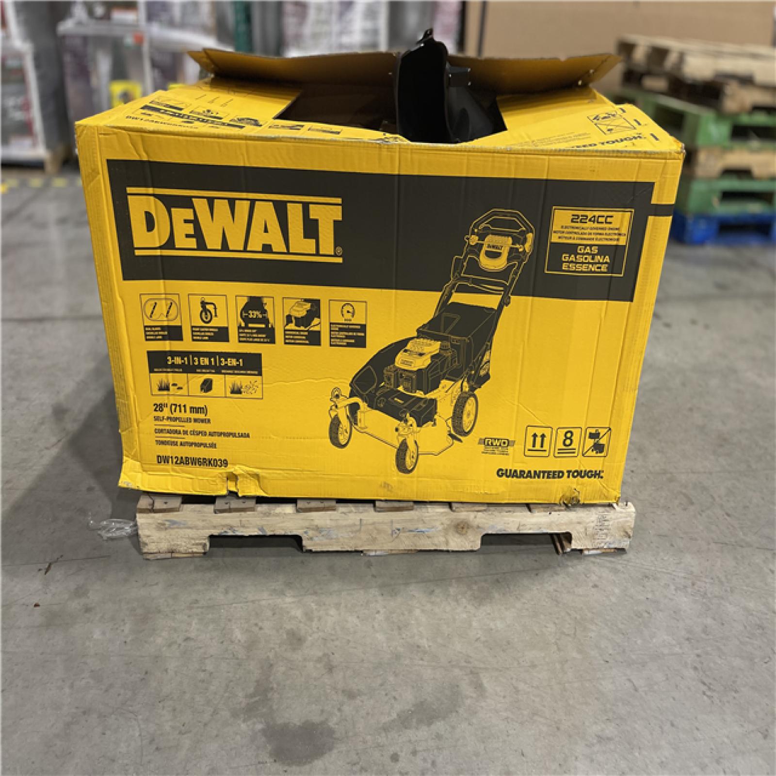 DALLAS LOCATION- DEWALT 28 in. 224cc E-GOV Engine 3-in-1 Gas RWD Self-Propelled Lawn Mower