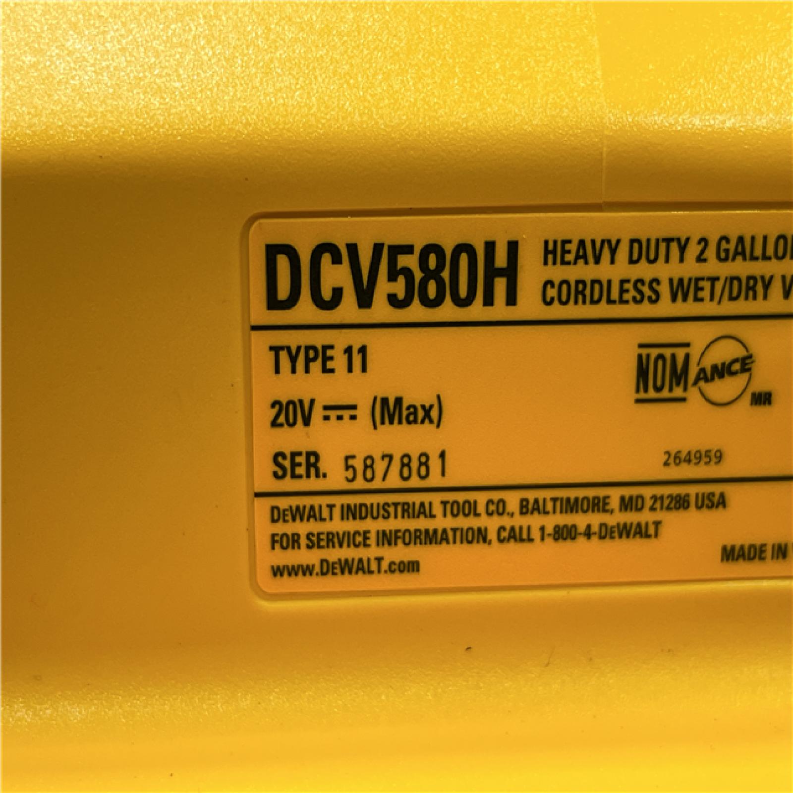 AS-IS DEWALT 2 Gal. Max Cordless Wet/Dry Vacuum (Tool-Only)