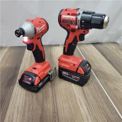 AS-IS  Milwaukee M18 18-Volt Lithium-Ion Brushless Cordless Compact Hammer Drill/Impact Combo Kit (2-Tool) with (2) Batteries, Bag