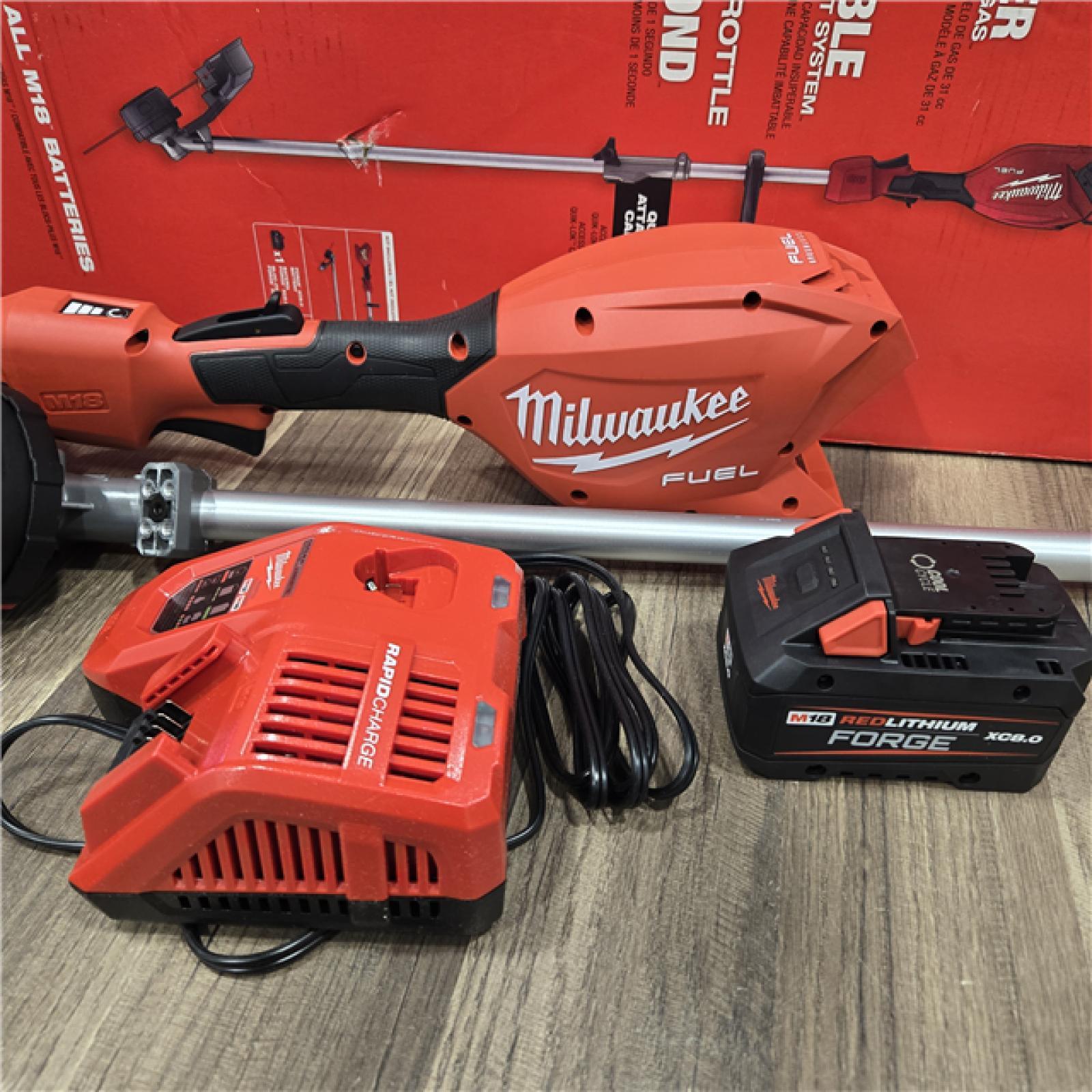 AS-IS Milwaukee M18 FUEL 18V 16 in. Brushless Cordless Battery Powered String Trimmer W/QUIK-LOK Attachment Capability & 8.0 Ah Battery