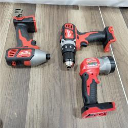 AS-IS Milwaukee M12 12V Lithium-Ion Cordless Combo Kit (5-Tool) with Two 1.5 Ah Batteries, Charger and Tool Bag
