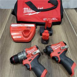 AS-IS Milwaukee 3497-22 12V Brushless Hammer Drill and Impact Driver Combo Kit